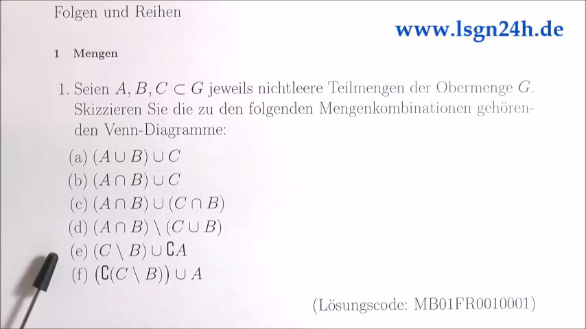 Mengendarstellungen: Venn-Diagramm Differenz und Komplement