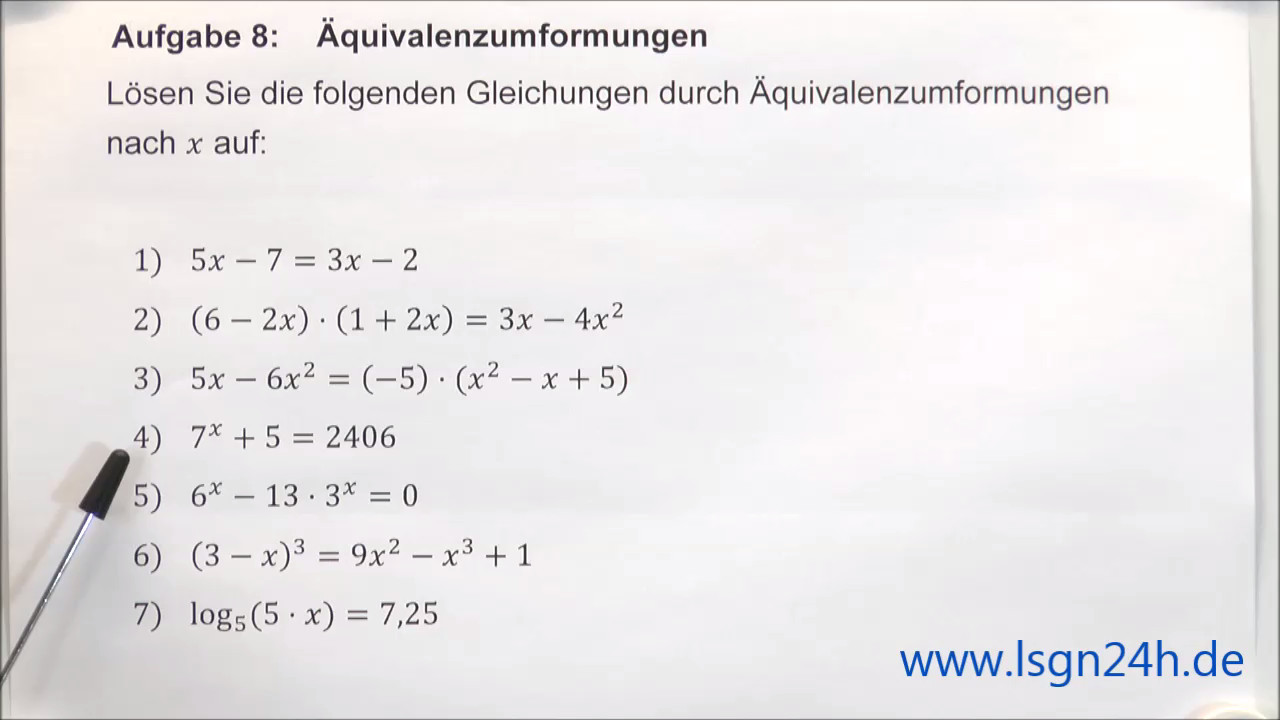 ADA: Äquivalenzumformungen : einfache Exponentialgleichung