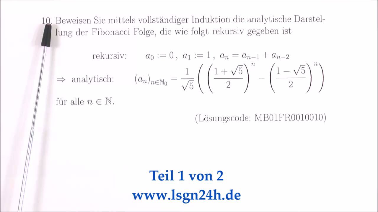 Vollständige Induktion: Fibonacci Zahlen Teil 1 von 2