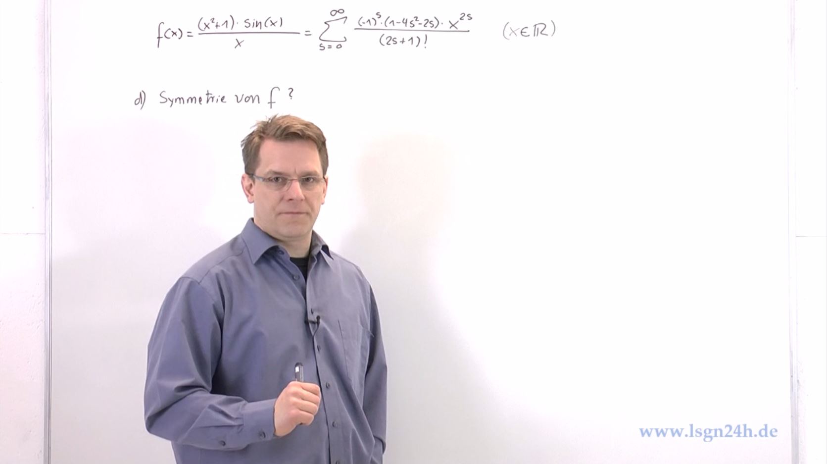 Symmetrie in der  Potenzreihe zu  $f(x)=\frac{(x^2+1)\cdot \sin(x)}{x}$