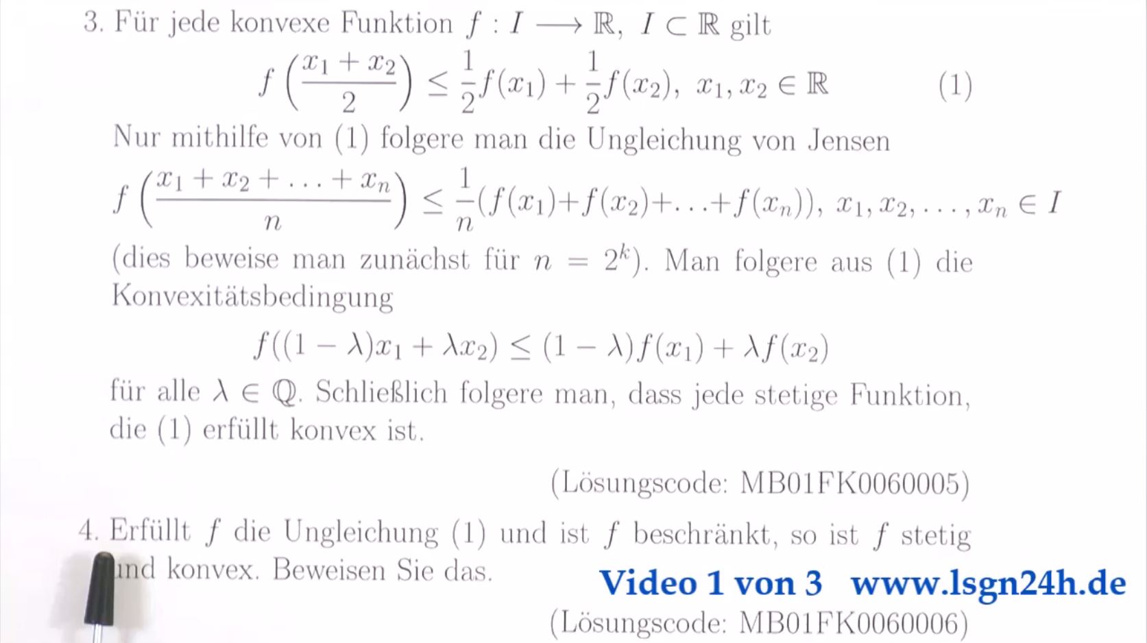 Beschränkte Funktionen: Hilfsaussage und Konvexität