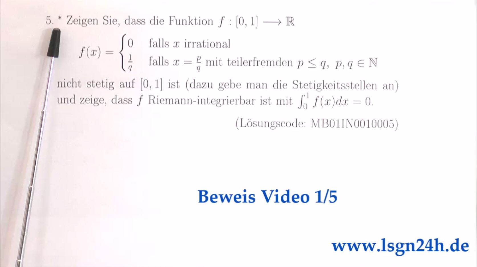 $f$ ist nicht stetig für $x\in [0;1]\cap\mathbb Q$