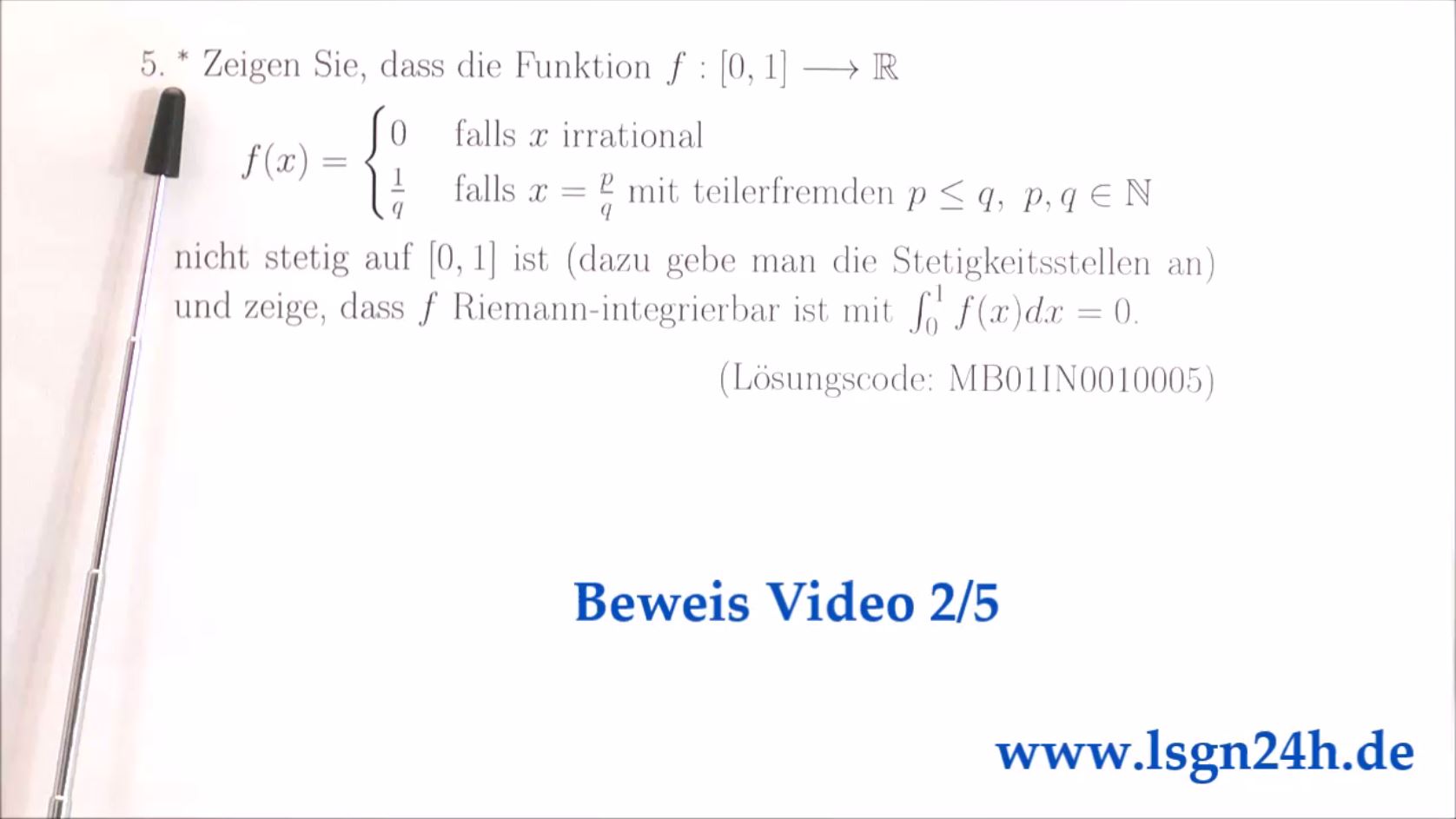 $f$ ist stetig für $x\in [0;1], x\notin\mathbb Q$