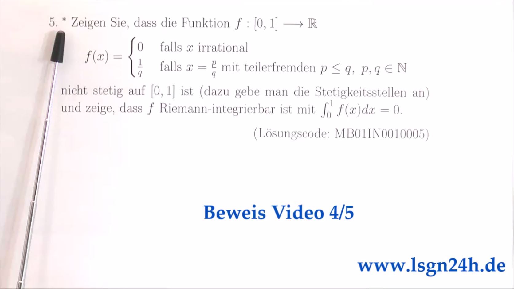 $f$ ist Riemann-integrierbar Teil 2 von 2