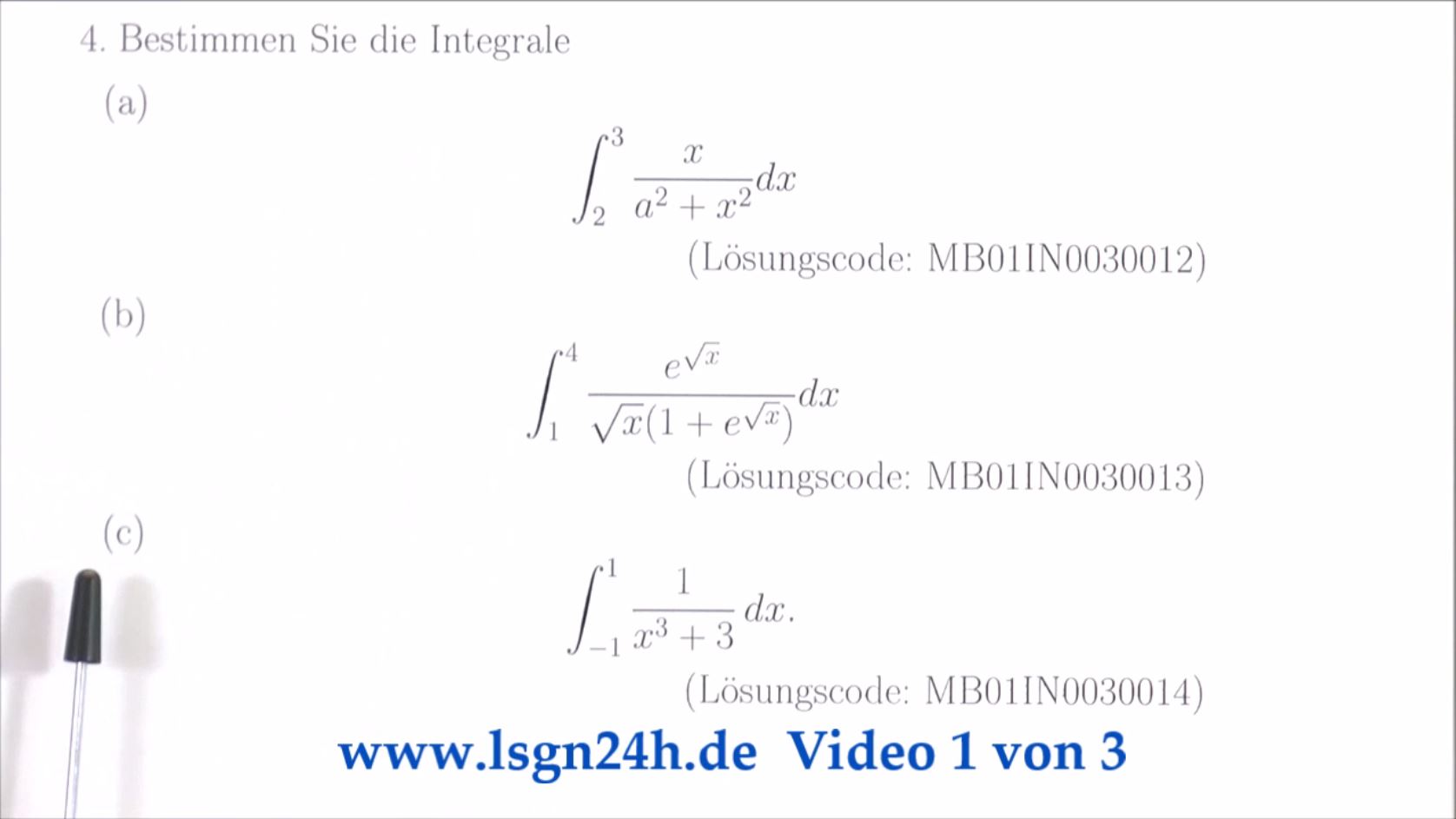 Berechnung von  $\int_{-1}^1 \frac{1}{x^3+3} \,dx.$ (1 von 3)