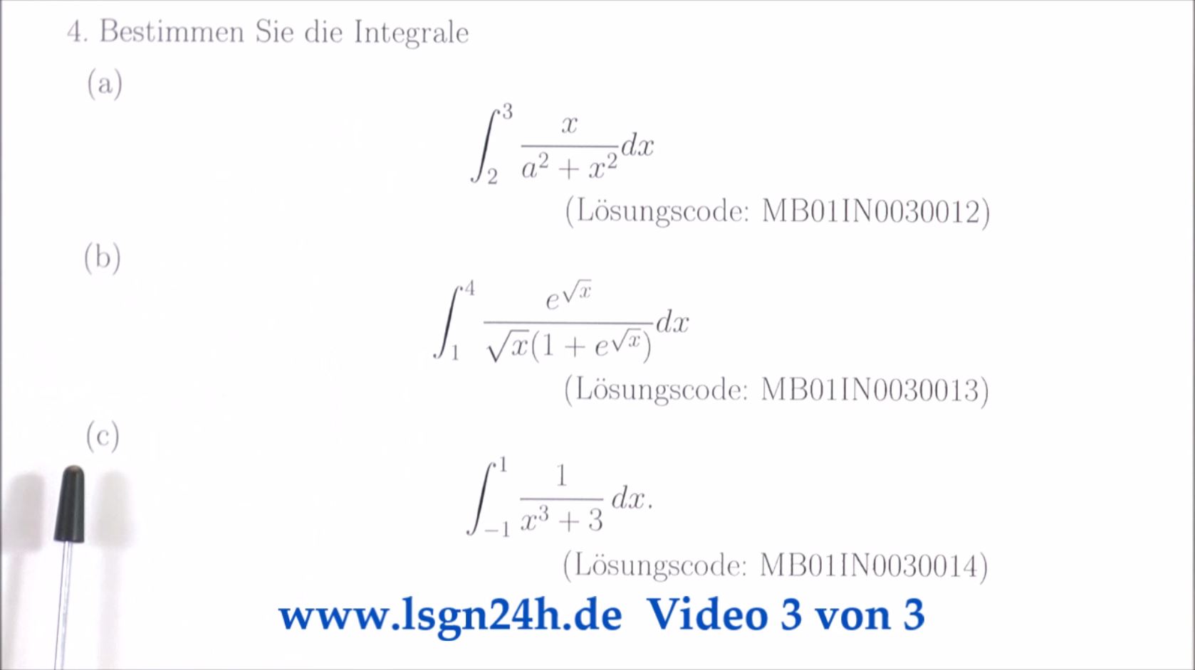 Berechnung von  $\int_{-1}^1 \frac{1}{x^3+3} \,dx.$ (3 von 3)