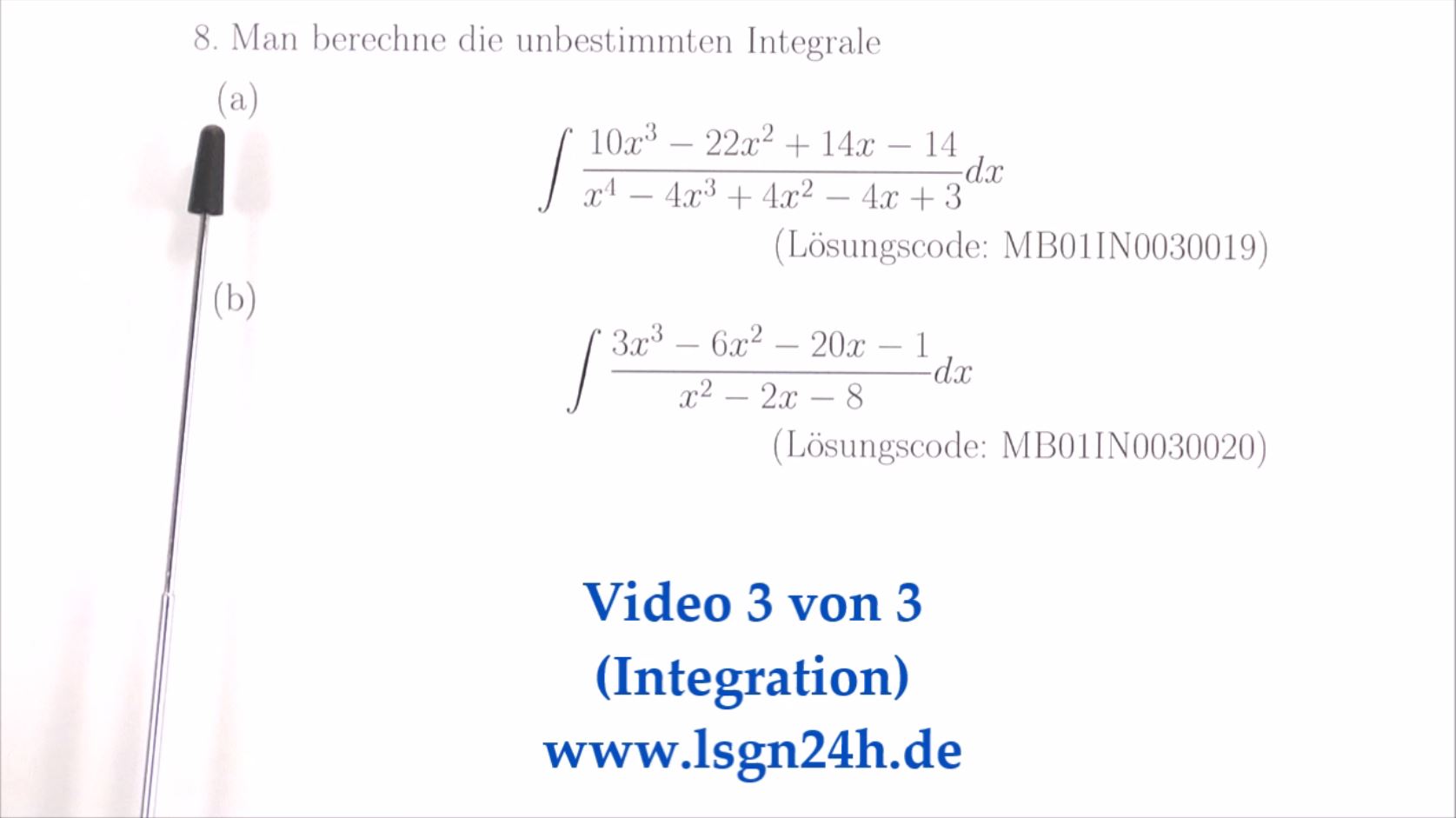 Berechnung von  $\int\frac{10x^3-22x^2+14x-14}{x^4-4x^3+4x^2-4x+3}dx$ (3 von 3)