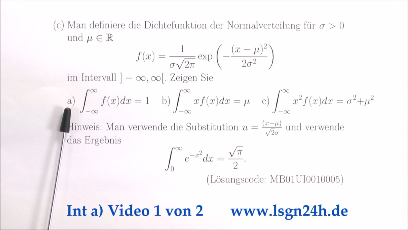 Integral über die Dichtefunktion der Normalverteilung mit Faktor 1  (1 von 2)