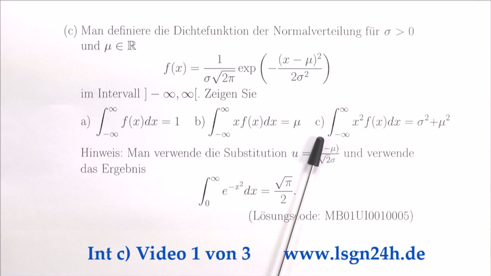 Integral über die Dichtefunktion der Normalverteilung mit Faktor $x^2$  (1 von 3)