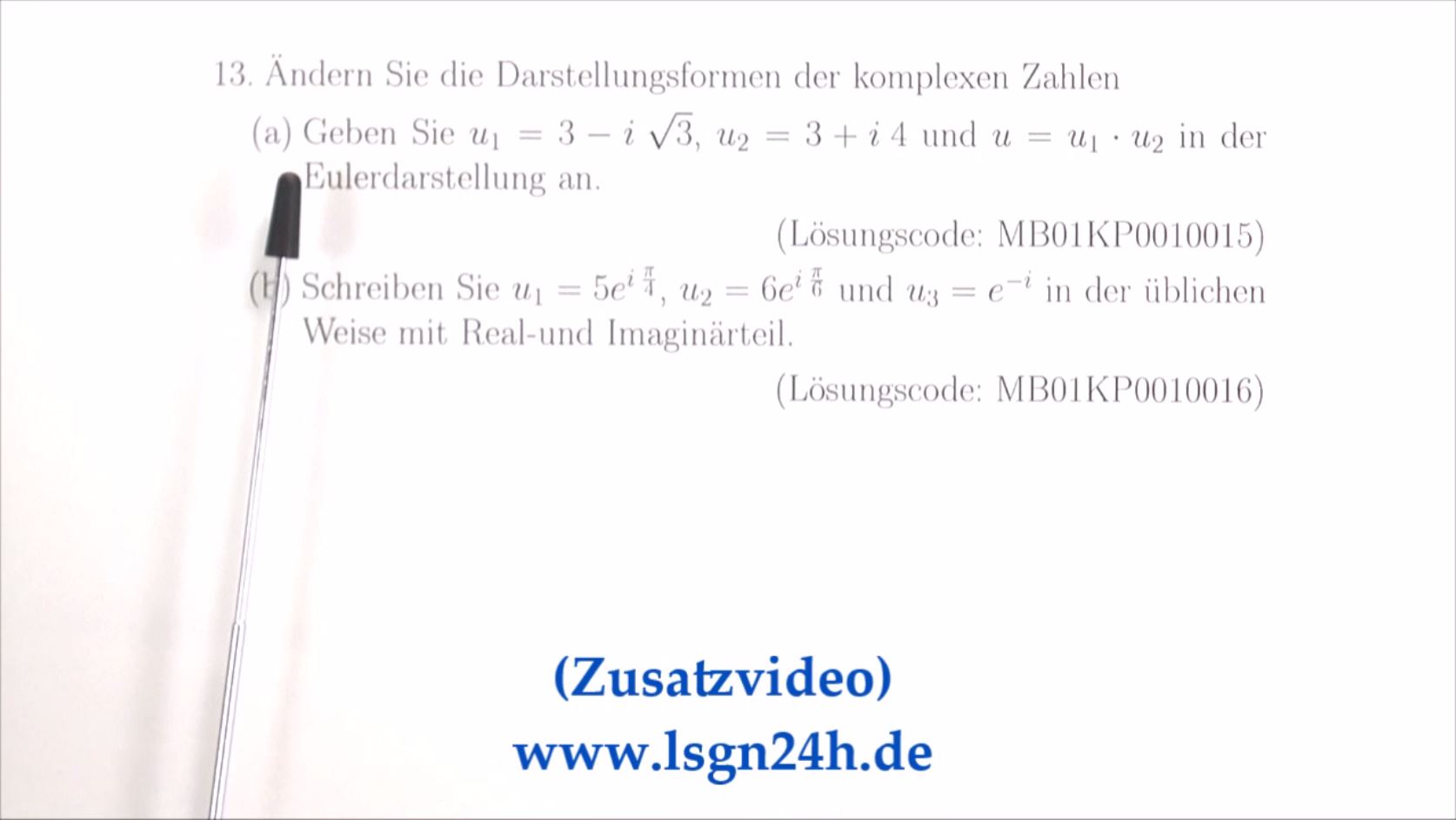 Eulerdarstellung komplexer Zahlen (Zusatzvideo)