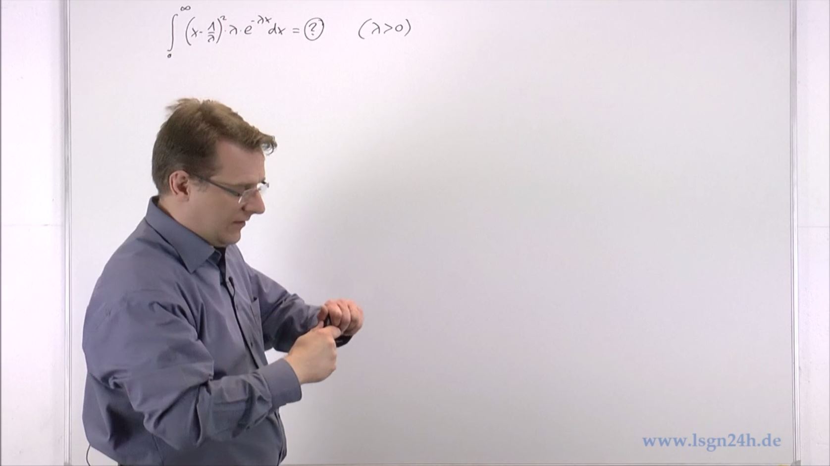 Ein doppelt gewichtetes uneigentliches Integral über $e^{-\lambda x}$, $(\lambda>0)$