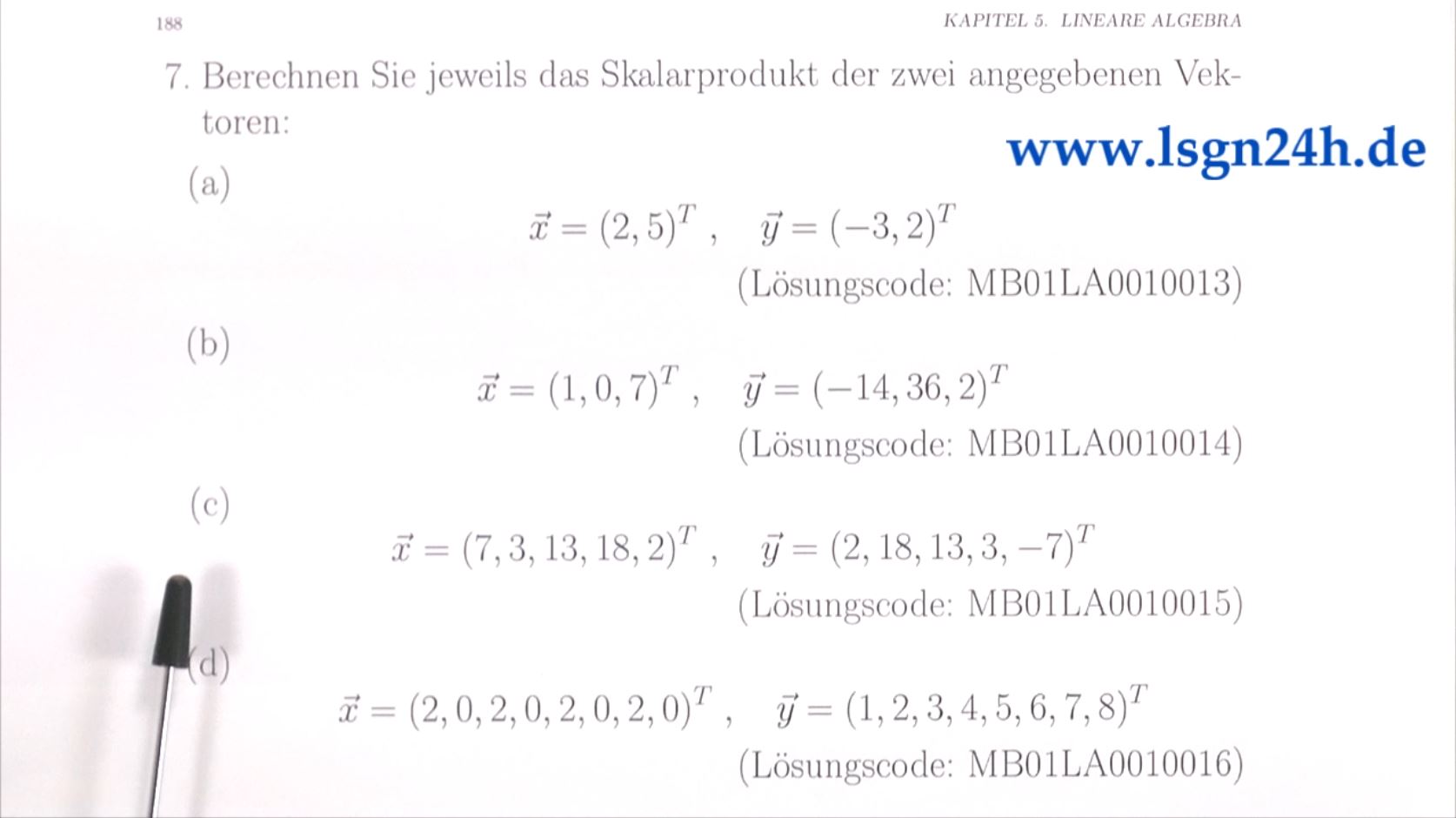 Berechnen von Skalarprodukten (3 von 4, im $\mathbb{R}^5$)