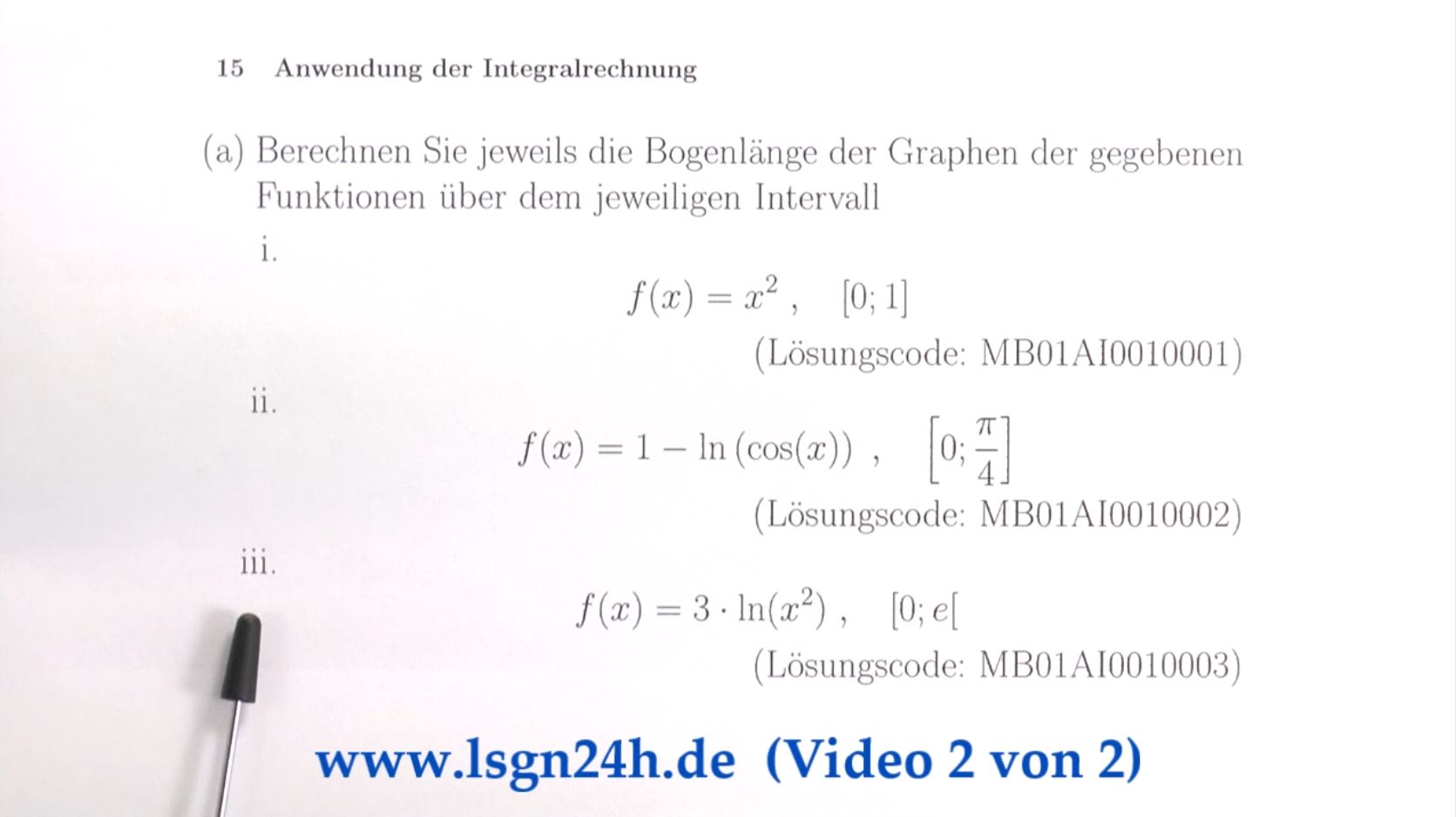 Bogenlänge von einem Stück von $f(x)=3\cdot \ln(x^2)$, die Grenzwerte (Video 2 von 2)