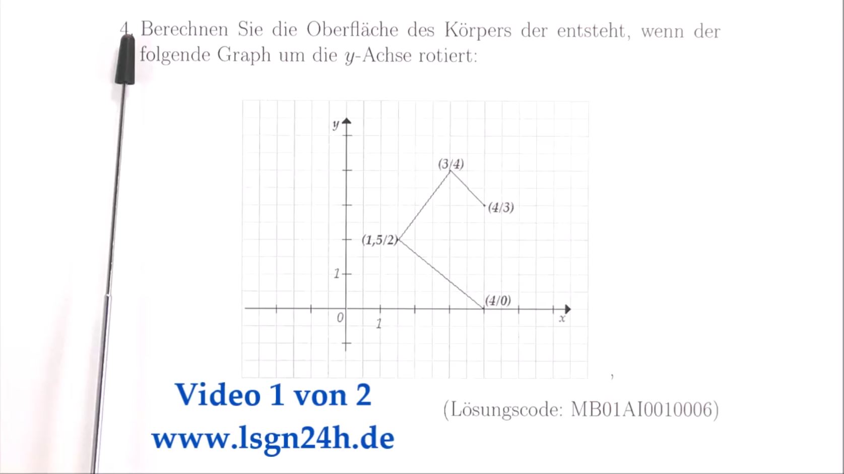 Wie groß ist die Fläche des Rotationskörpers eines Streckenzuges? (1 von 2)