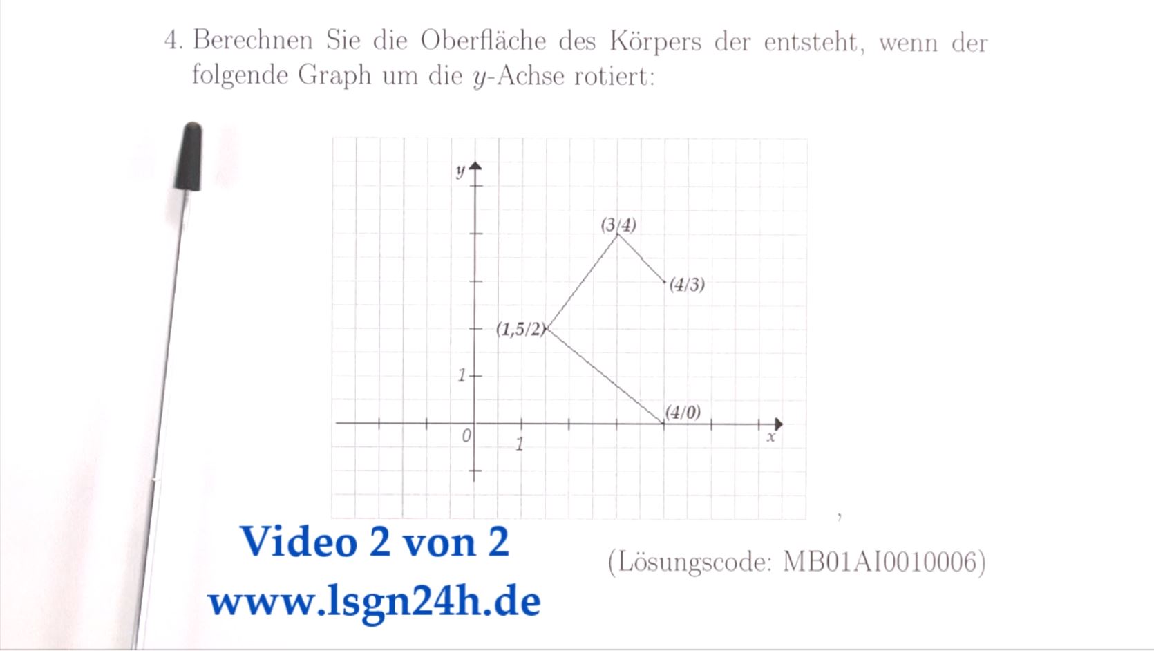 Wie groß ist die Fläche des Rotationskörpers eines Streckenzuges? (2 von 2)