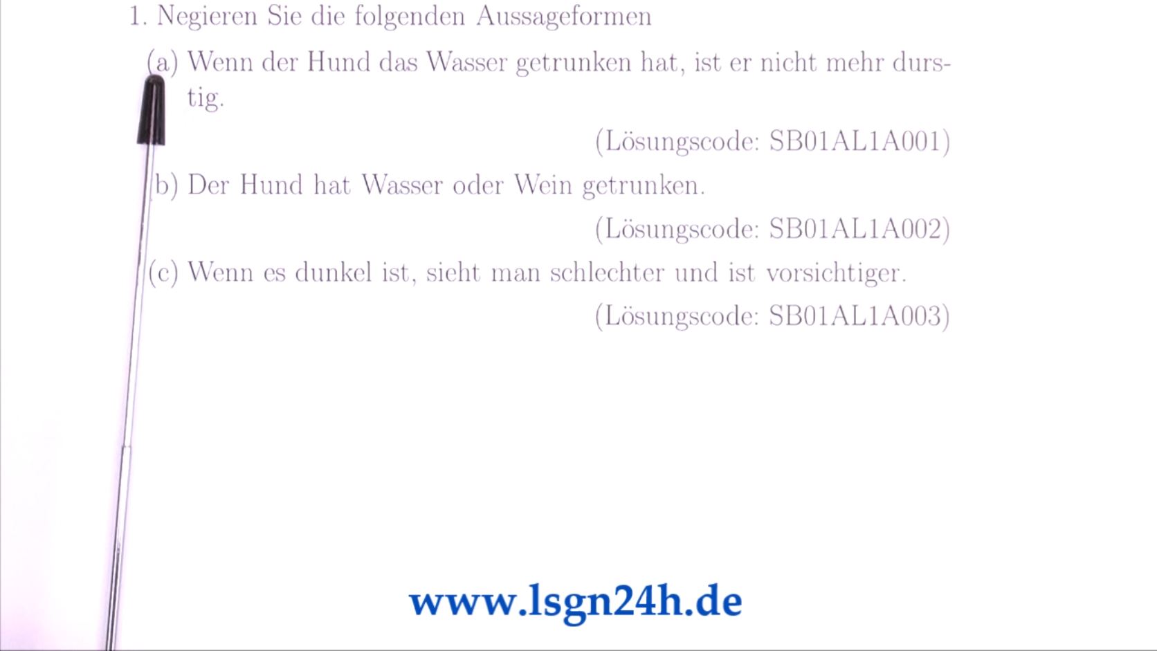 Wie lautet die Negation? (1 von 3)