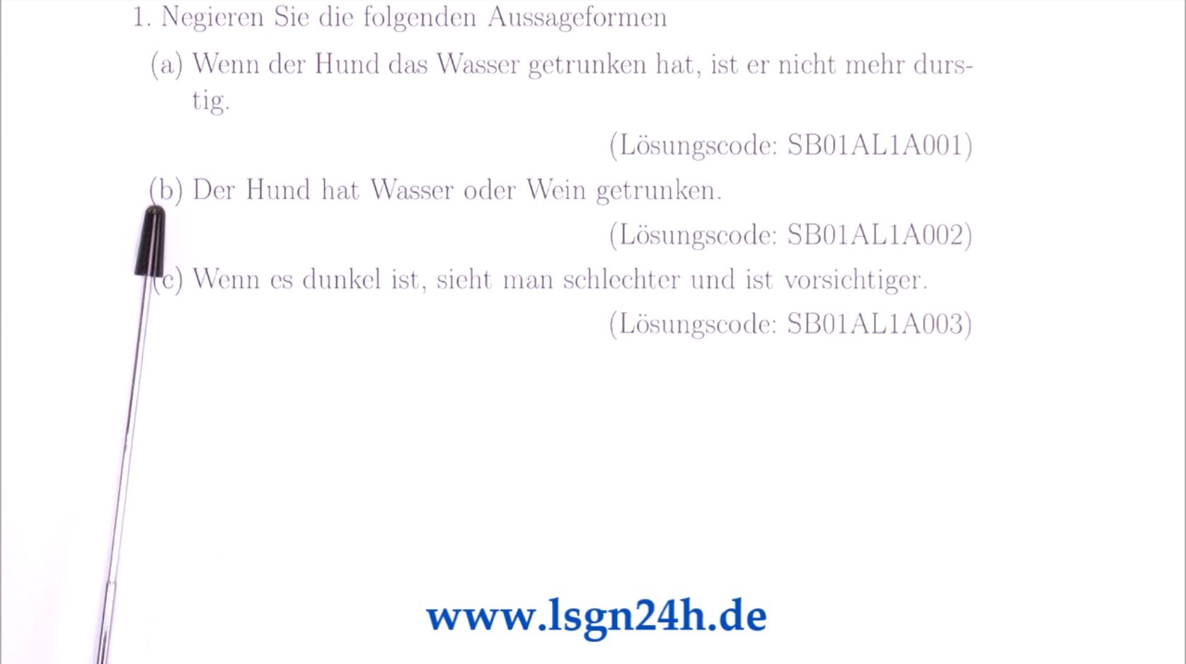 Wie lautet die Negation? (2 von 3)