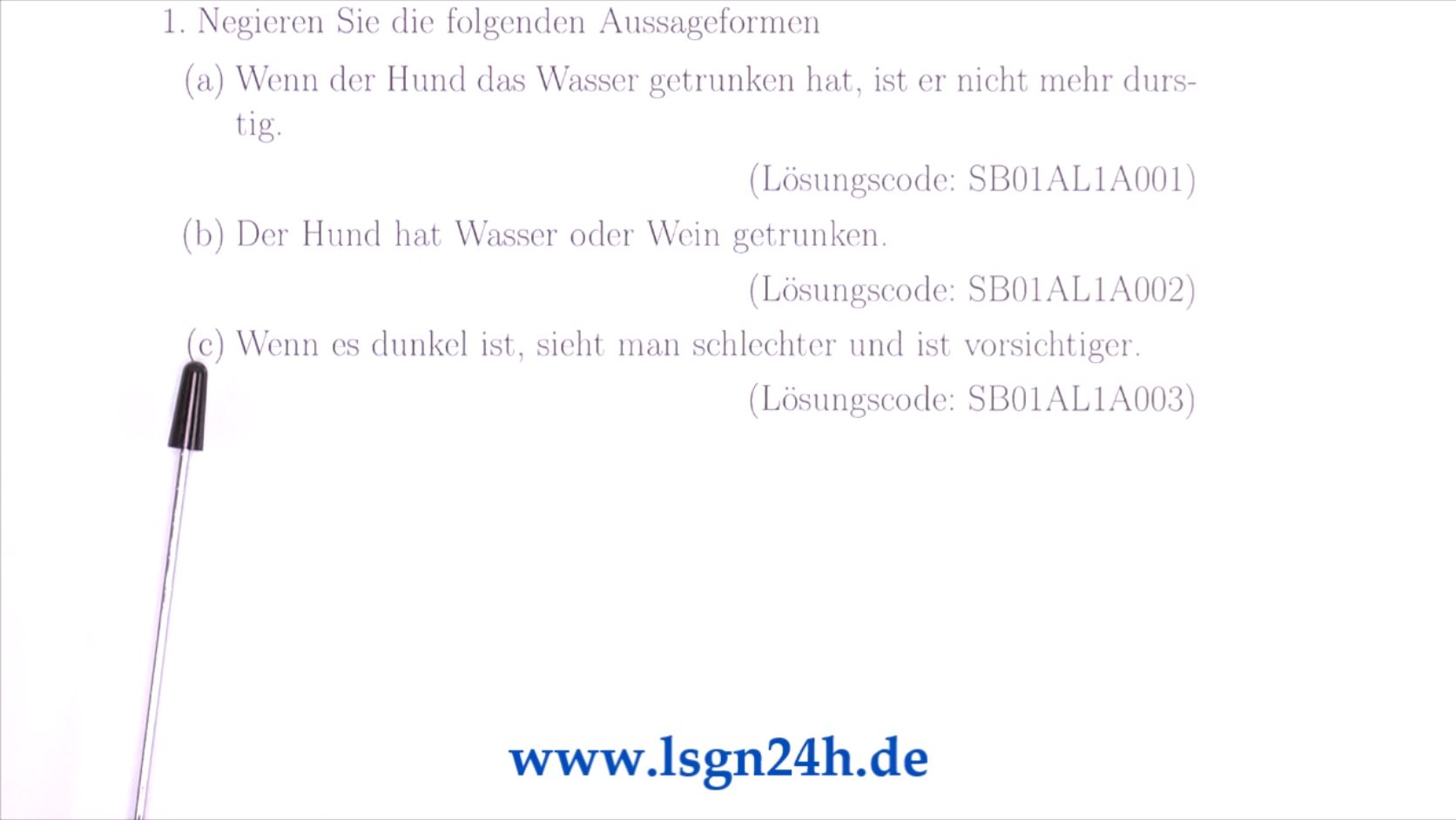 Wie lautet die Negation? (3 von 3)