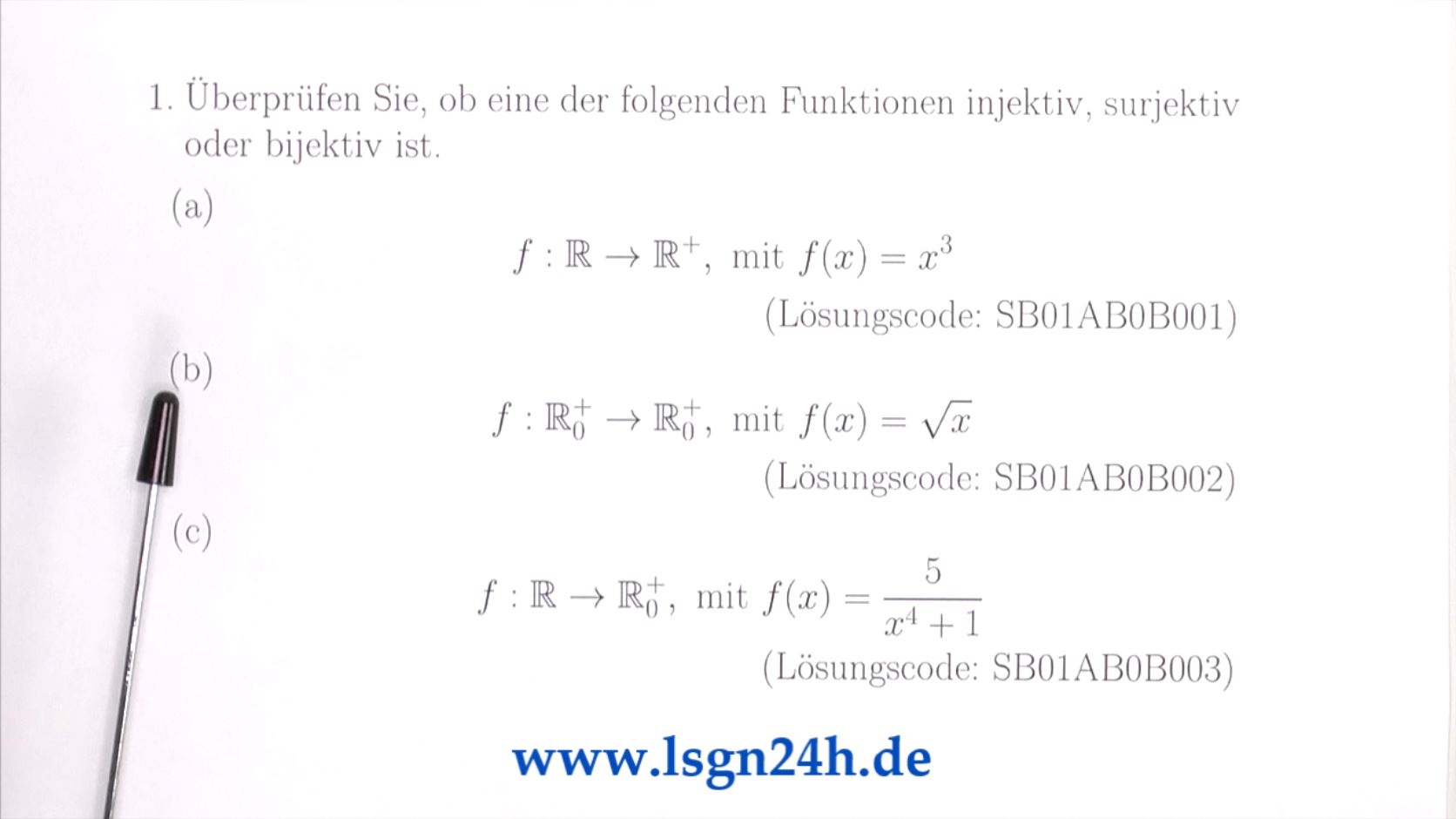 Welche Eigenschaft liegt vor: surjektiv, injektiv, bijektiv? (2 von 3)