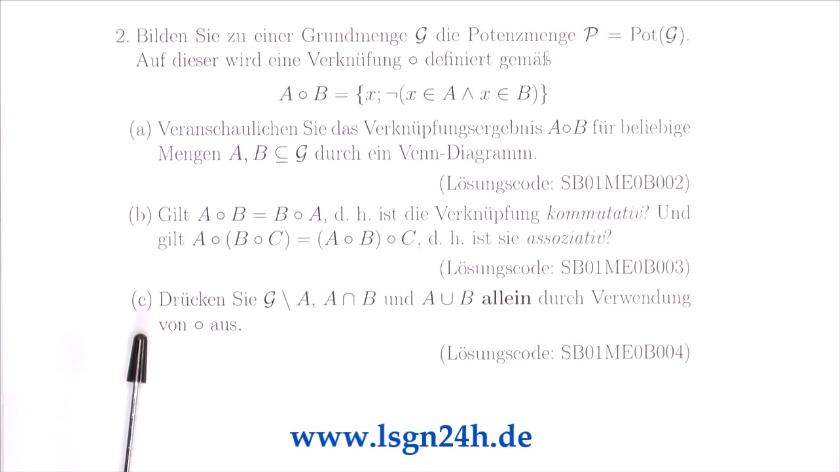 Wie stellt man Mengenkombinationen durch  $A\circ B$ dar?