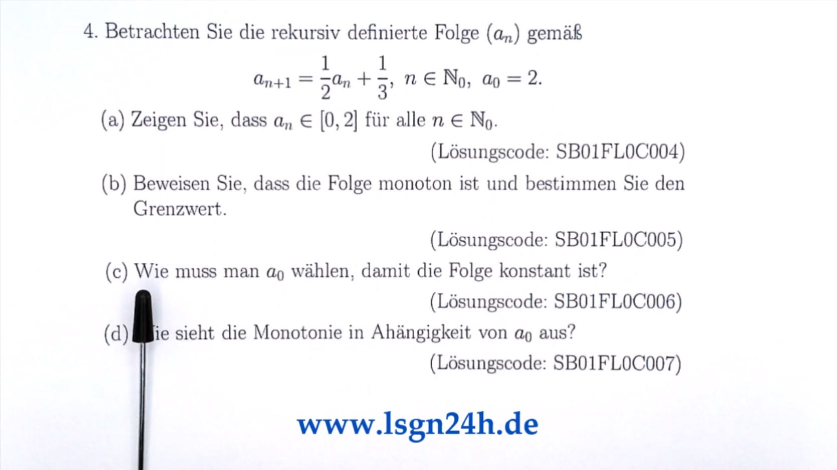 Für welchen Startwert wird die rekursive Folge konvergent?