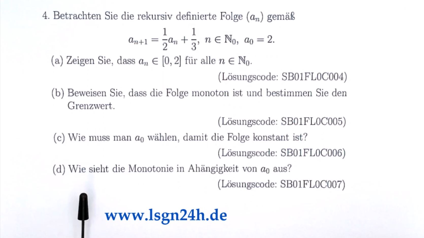 Für welchen Startwert besitzt die rekursive Folge welche Monotonie?