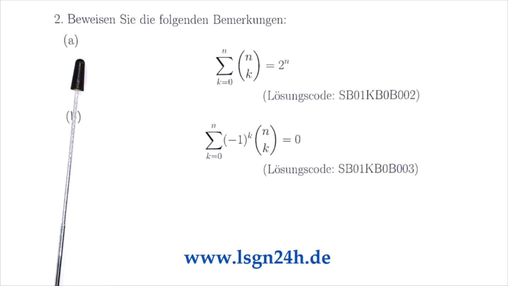 Stimmt die Summe der Binomialkoeffizienten?