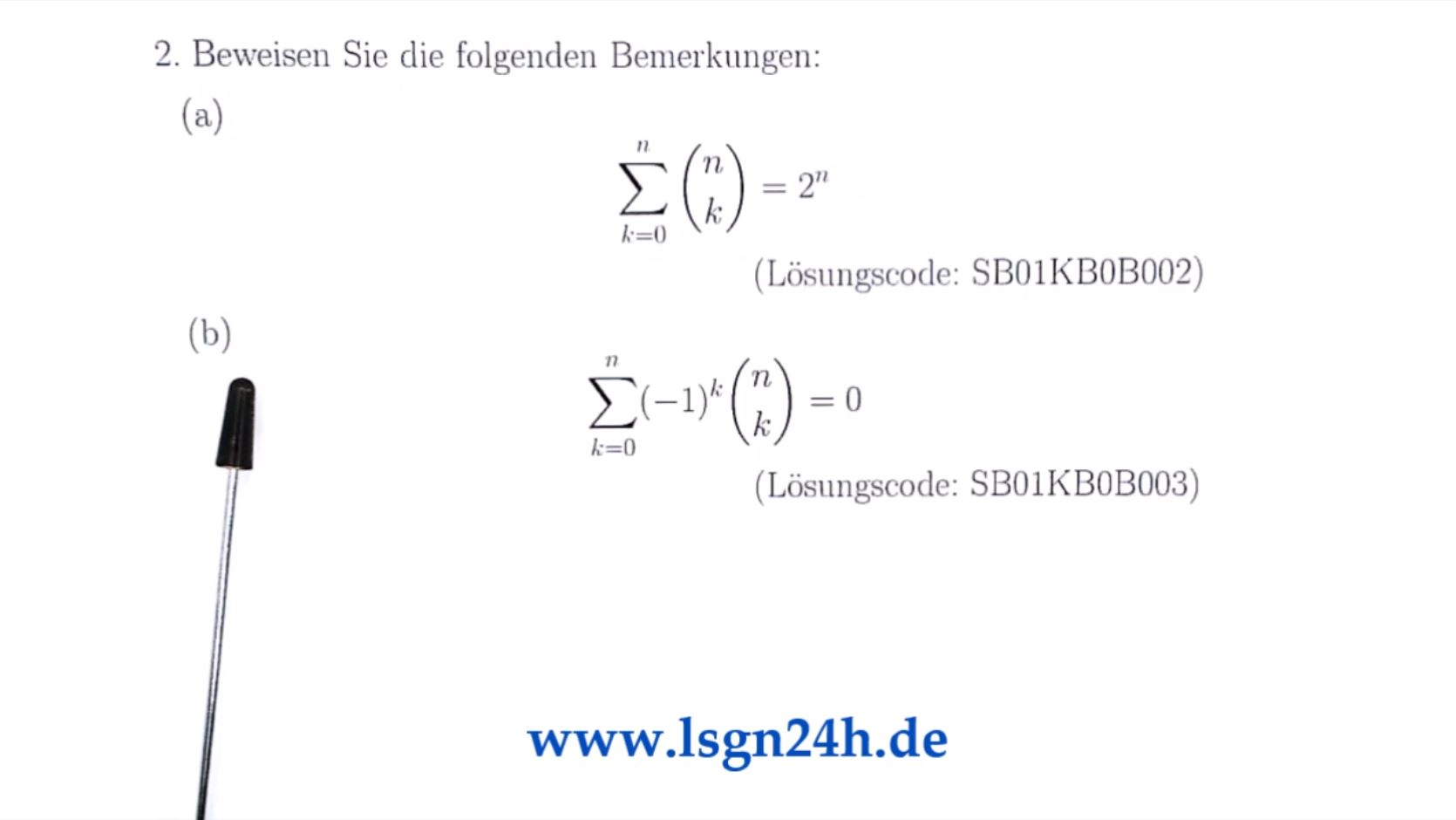 Stimmt die Summe der alternierenden Binomialkoeffizienten?