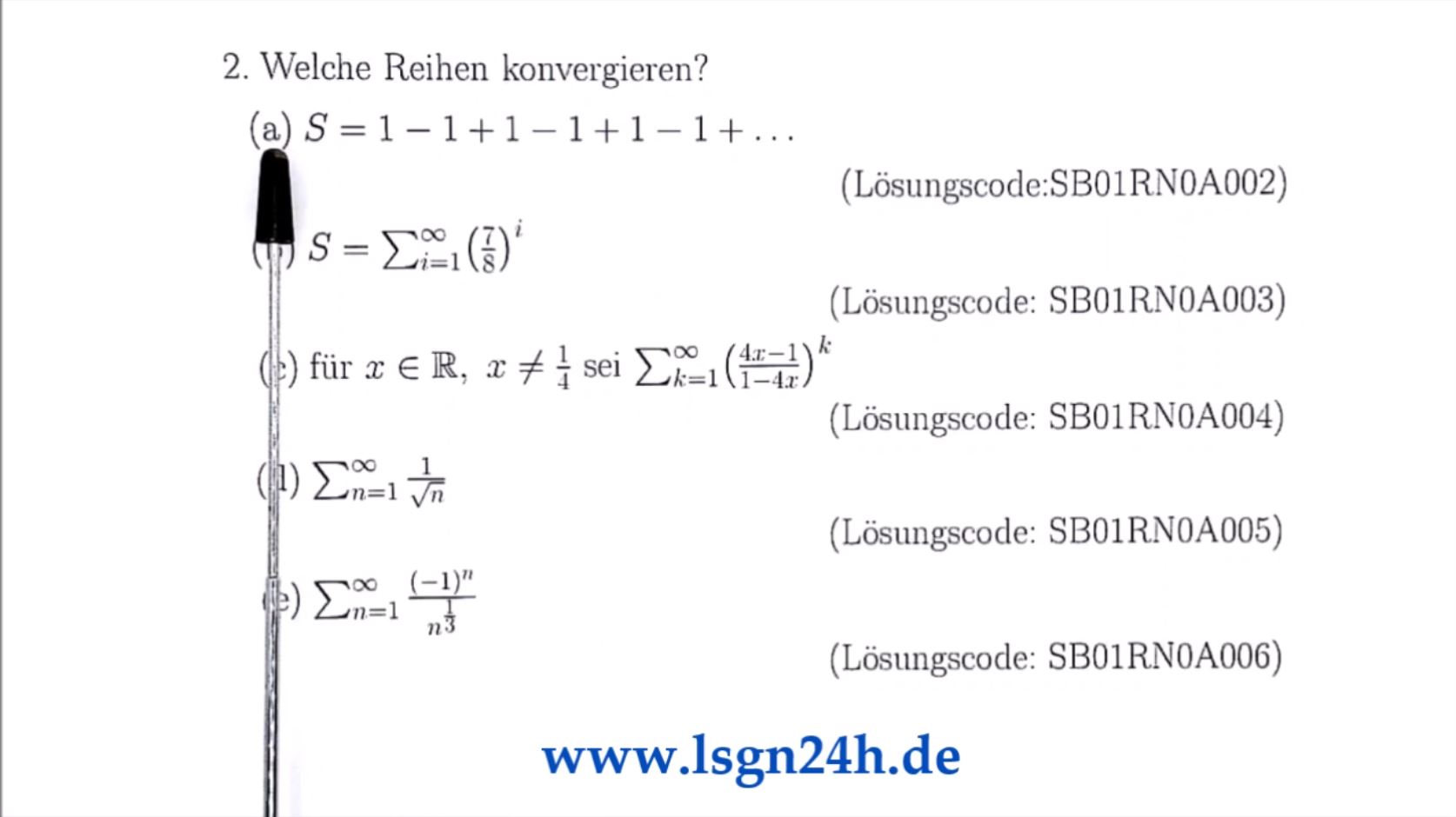 Welchen Grenzwert besitzt die Reihe aus Einsen?