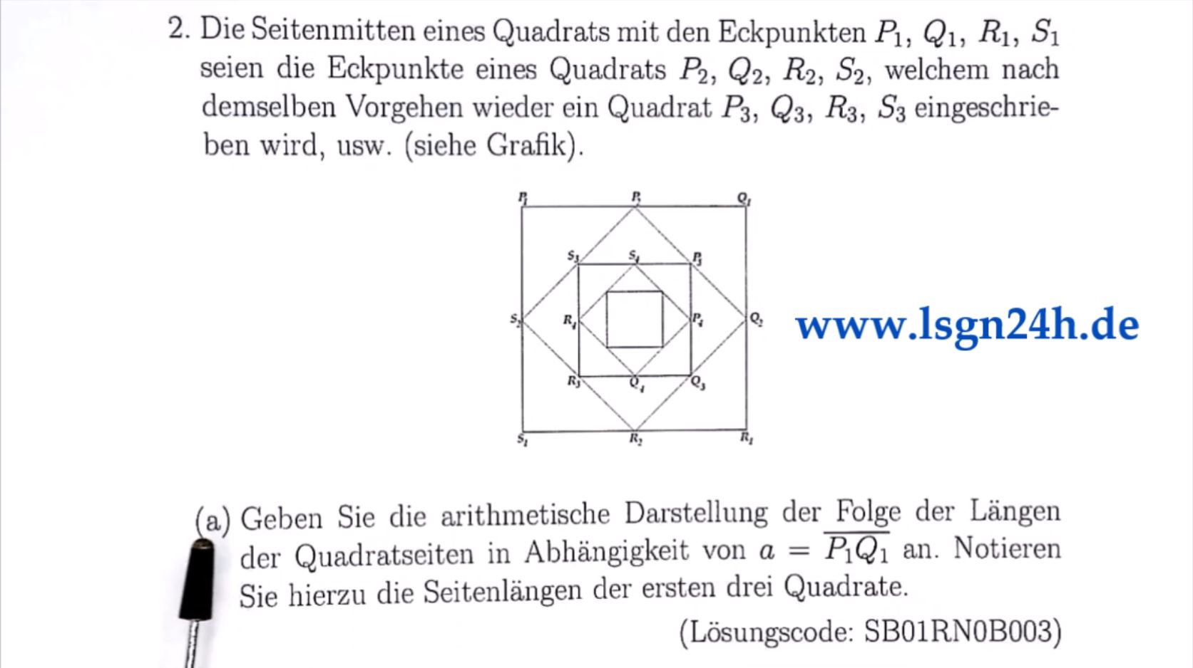 Wie lauten die Kantenlängen des Quadratmusters?