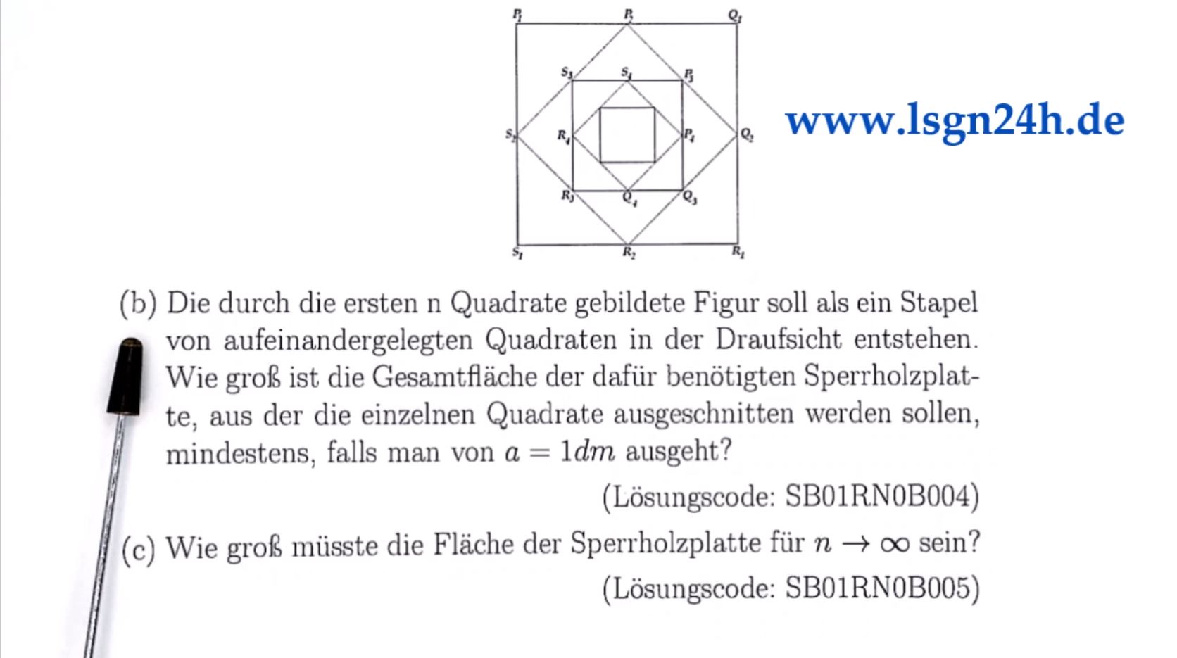 Welche Sperrholzplatte reicht aus für $n$ Quadrate?