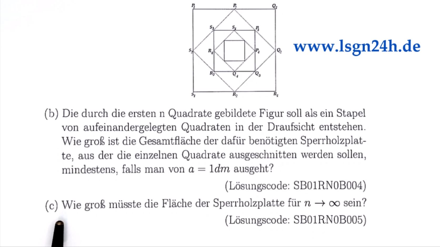 Welche Sperrholzplatte reicht aus für $\infty$ viele Quadrate?