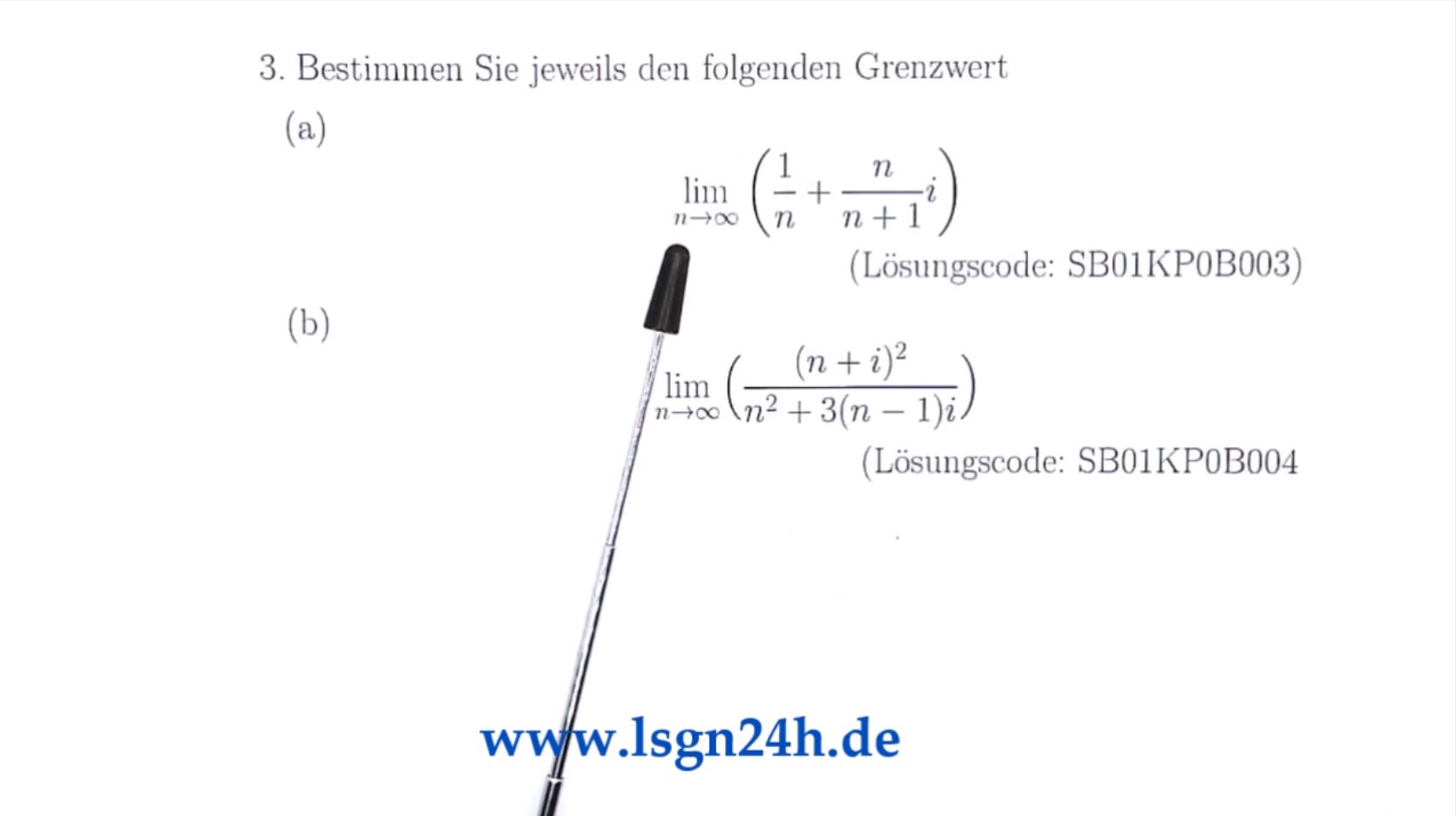 Welchen Grenzwert besitzt diese komplexe Zahlenfolge? (1 von 2)