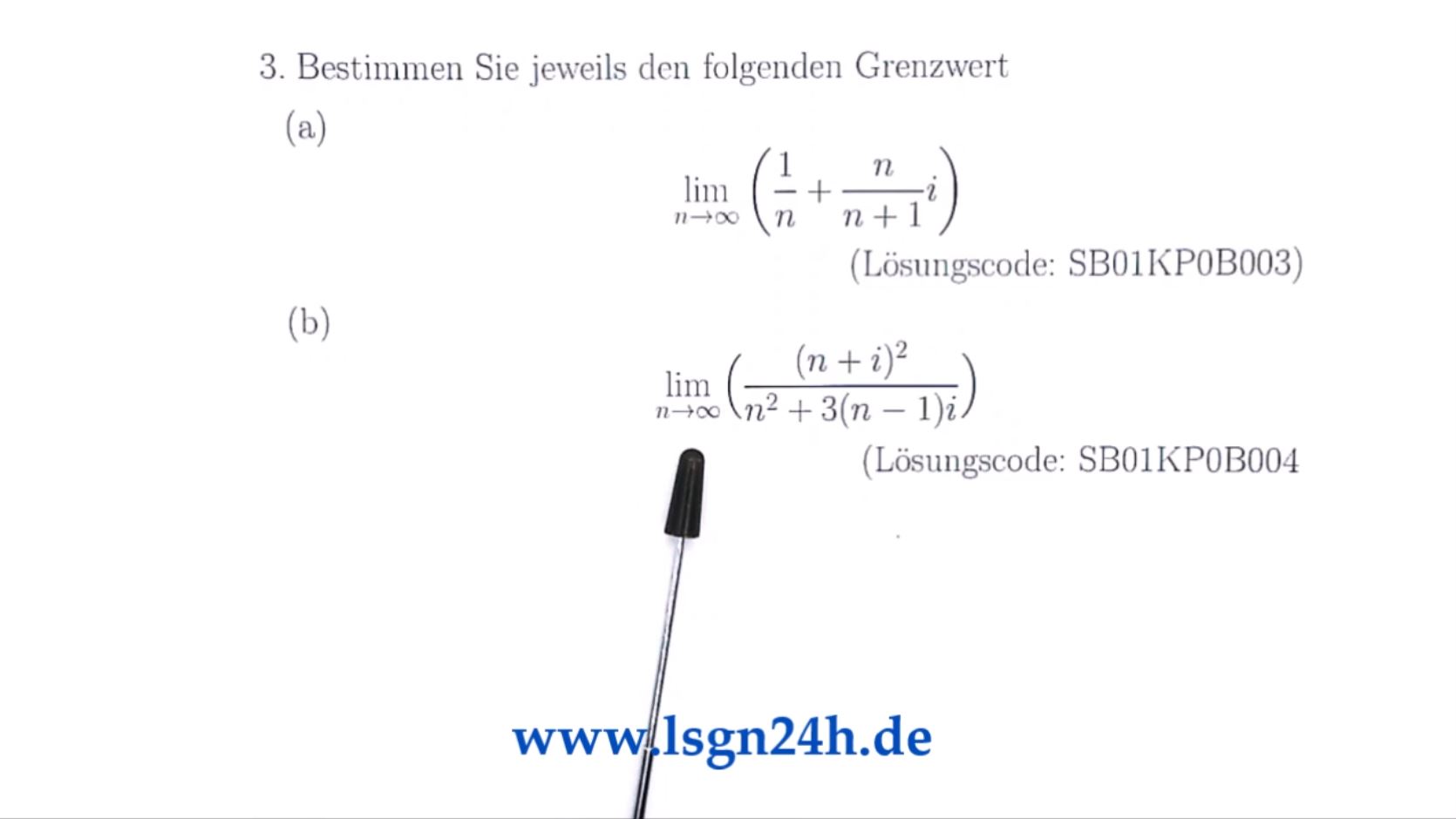 Welchen Grenzwert besitzt diese komplexe Zahlenfolge? (2 von 2)