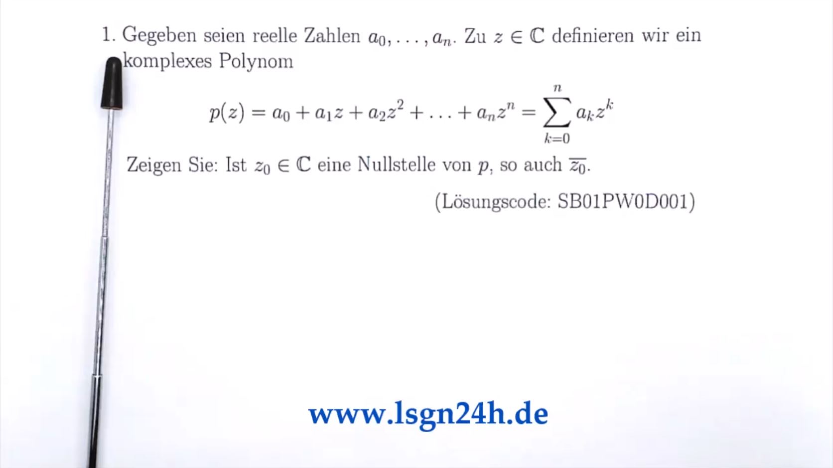 Ist die konjugiert Komplexe ebenfalls eine Nullstelle des Polynoms?