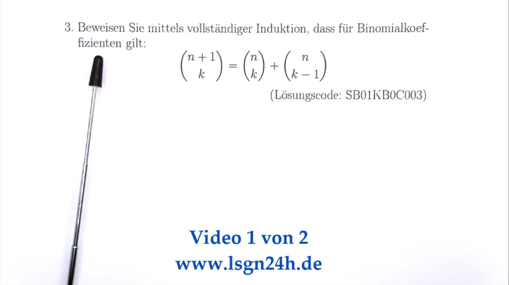 Wie beweist man die Additionseigenschaft für Binomialkoeffizienten? (1 von 2)