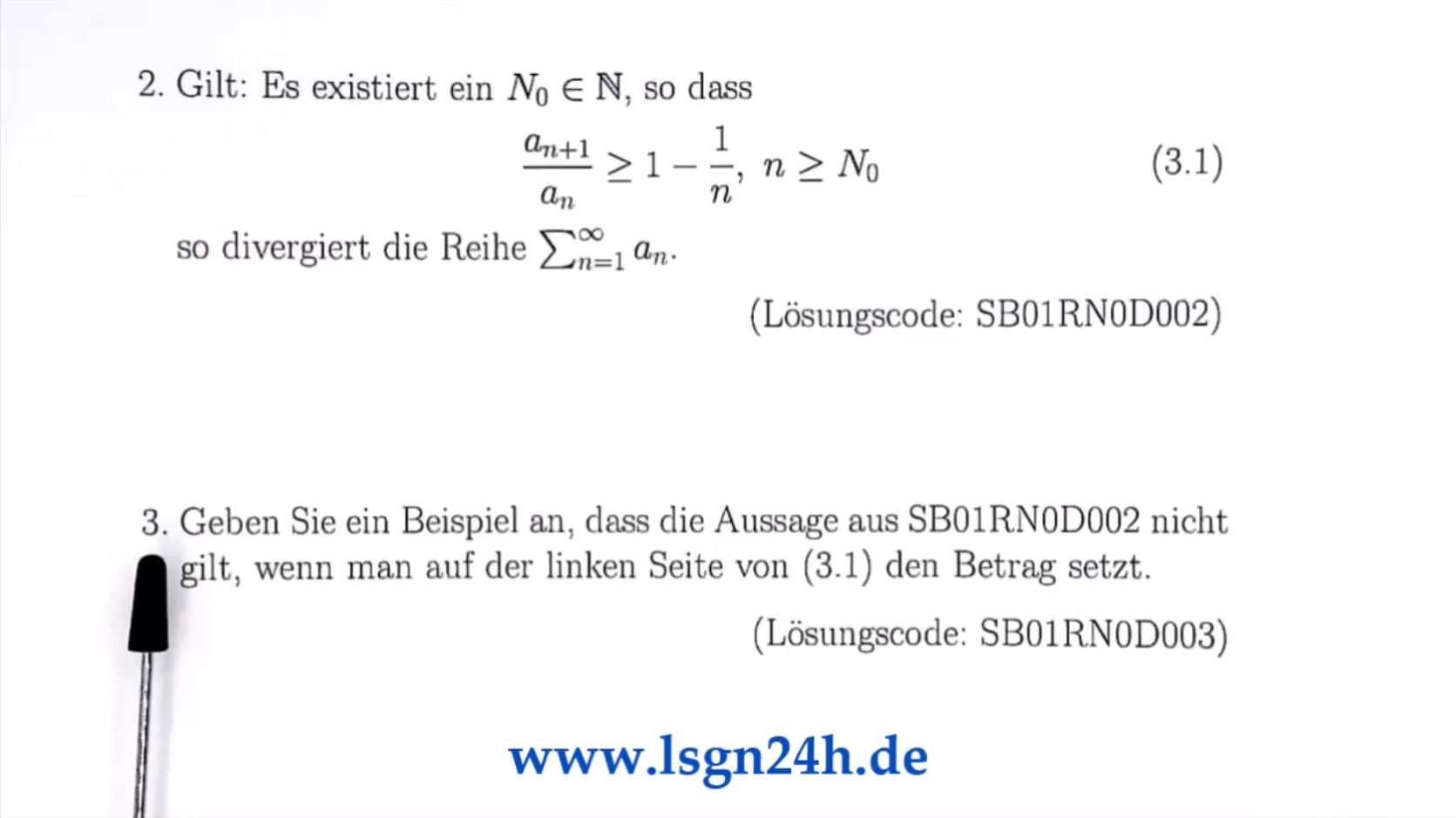 Welches Beispiel macht die Beträge im Satz zur Divergenz falsch?