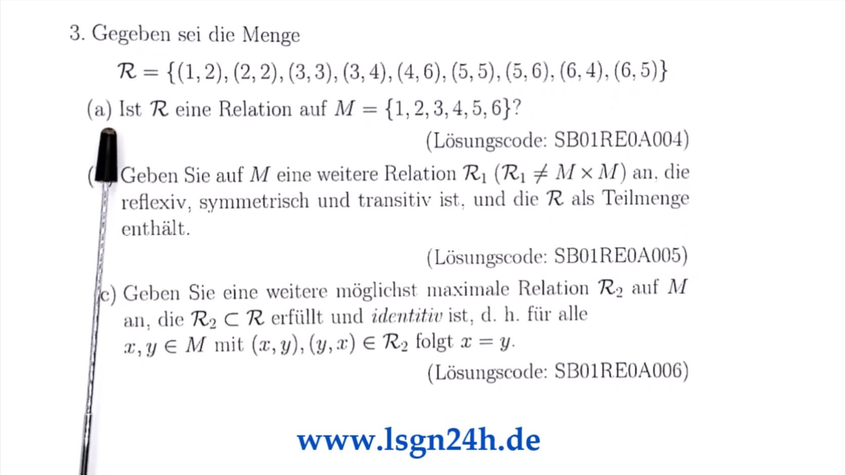 Ist $R$ eine Relation auf $M$?