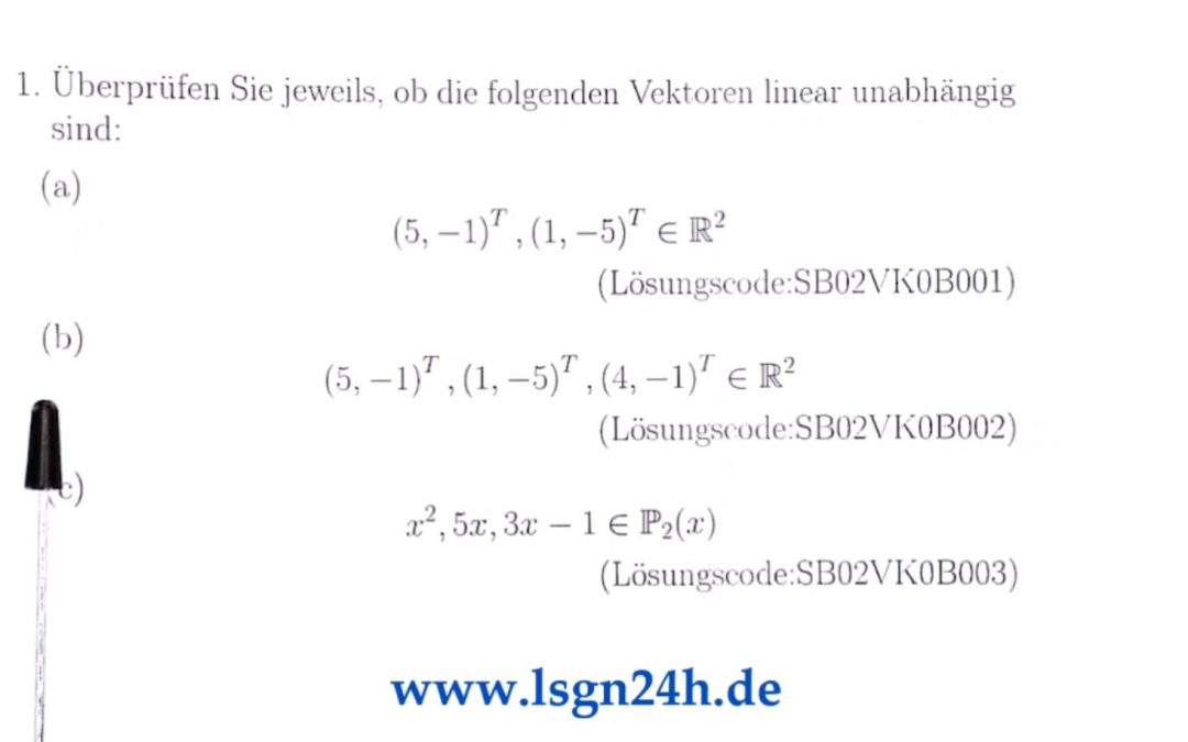 Sind die Vektoren linear unabhängig?  (2 von 3)