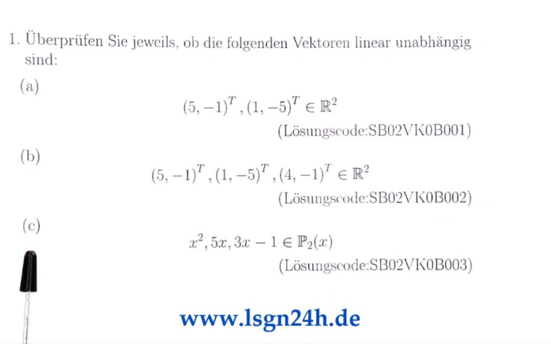 Sind die Vektoren linear unabhängig?  (3 von 3)