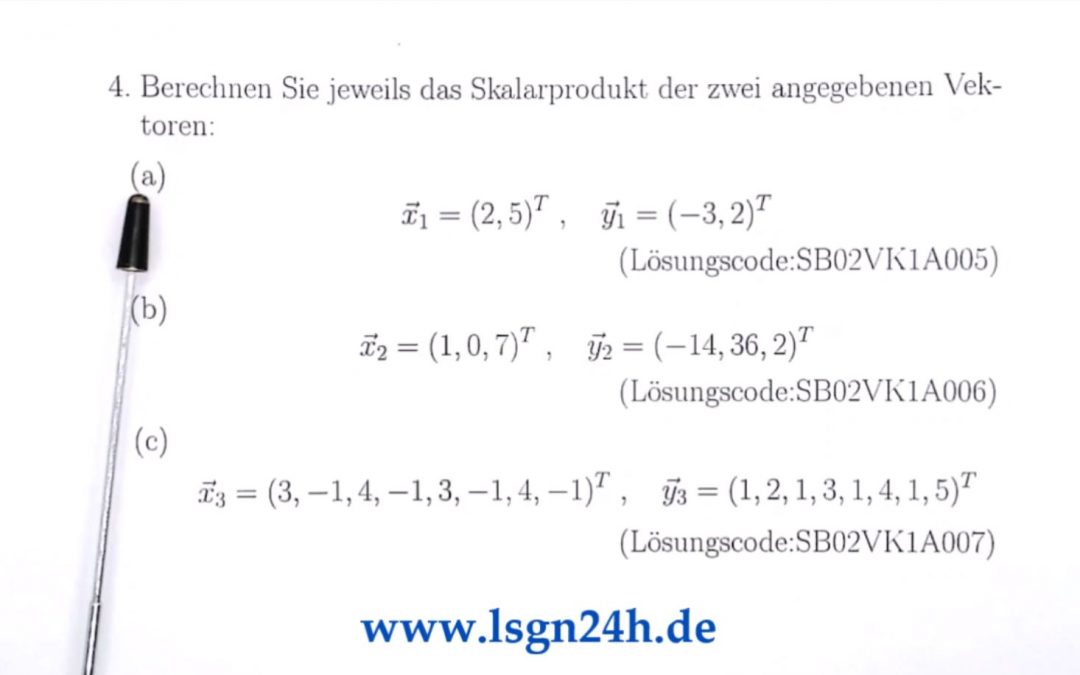 Wie lautet das Skalarprodukt der Vektoren aus dem $\mathbb{R}^2$?