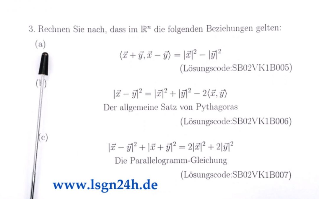 Wie ergibt sich das Skalarprodukt von Summe und Differenz zweier Vektoren?