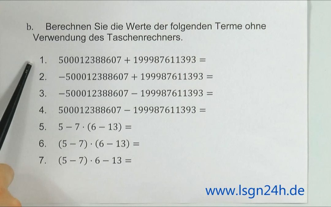 ADA: Aufgaben zur Rechenmethodik: Addition großer Zahlen