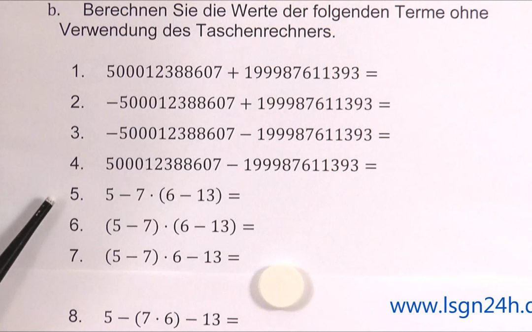 ADA: Aufgaben zur Rechenmethodik: Variationen zur Assoziativität