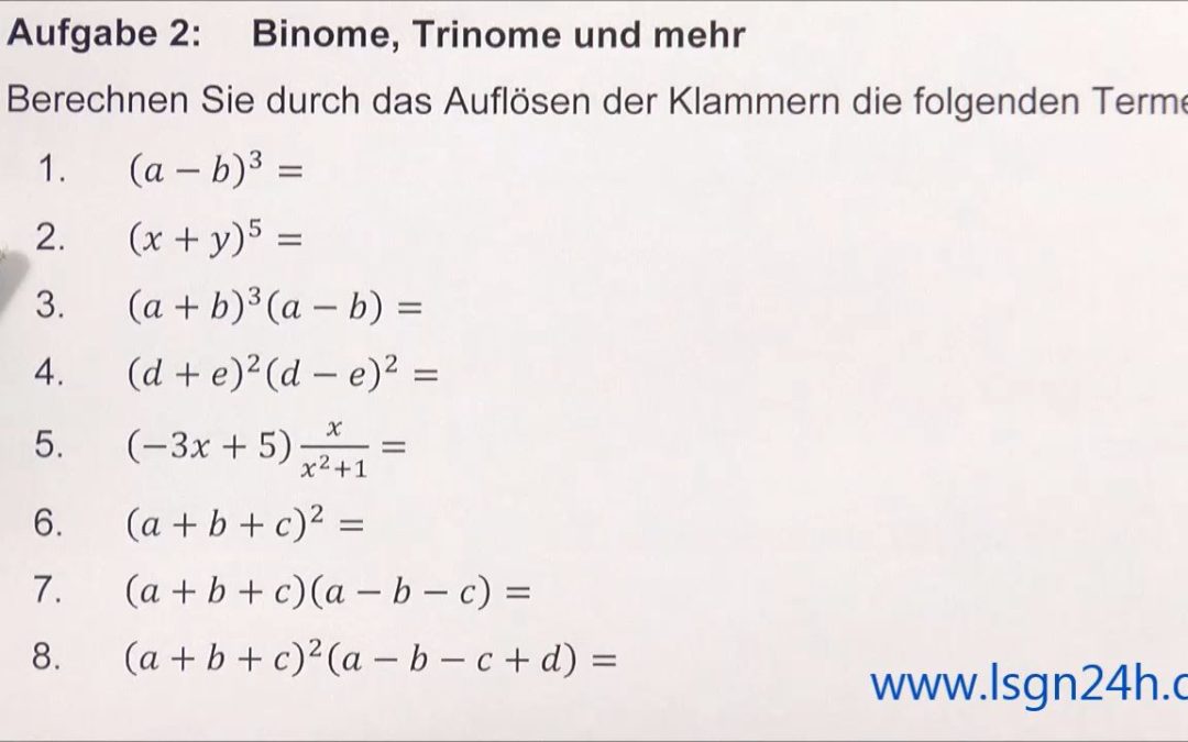 ADA: Binome, Trinome und mehr: Fünfte Potenz eines Binoms