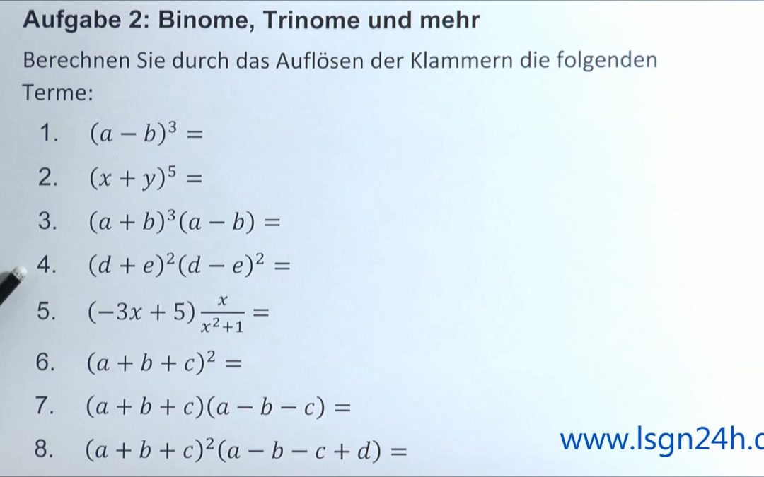 ADA: Binome, Trinome und mehr: Produkte von Binomen 02