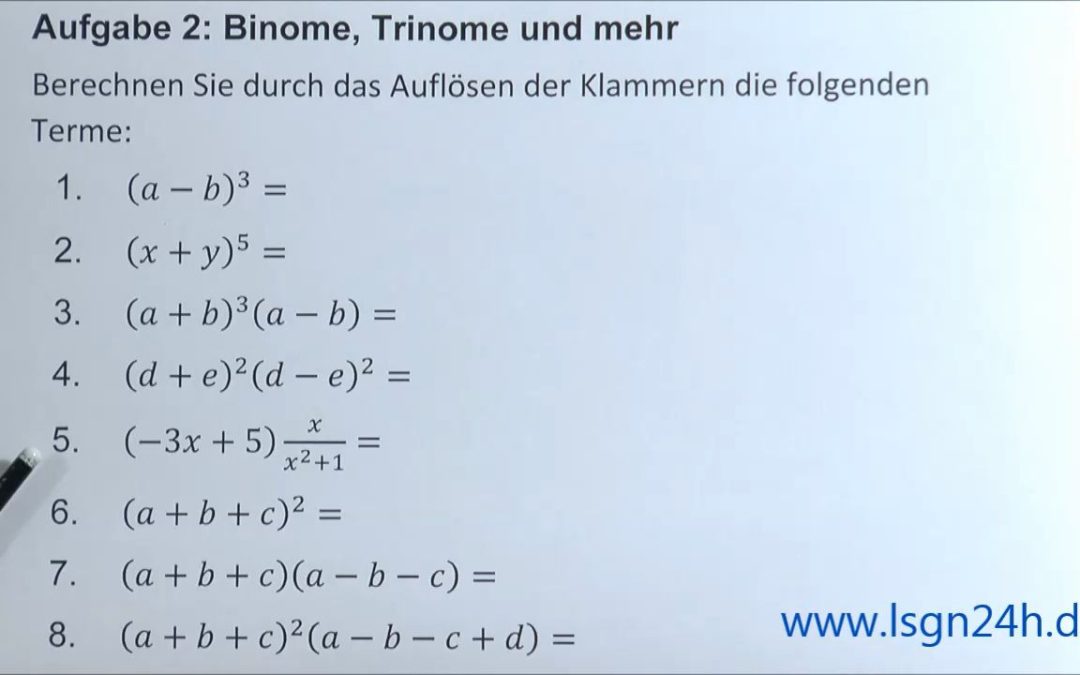 ADA: Binome, Trinome und mehr: Produkt von Binom und Quotient
