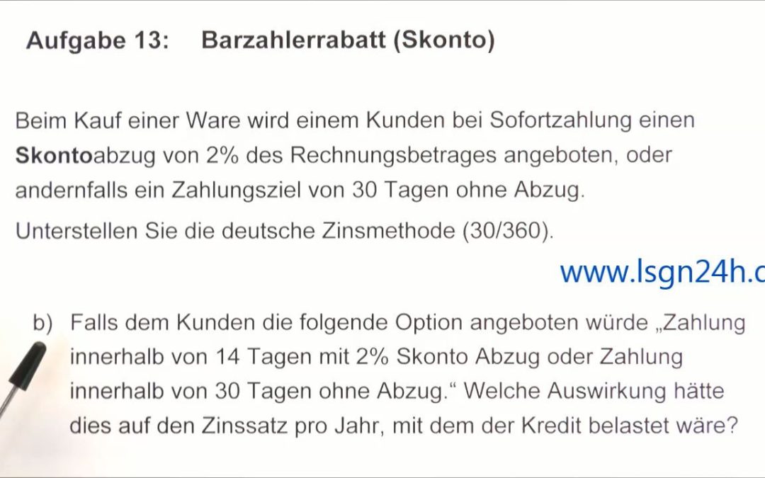 ADA: Skonto : Jahreszinsvergleich 16 Tage Zahlungsziel