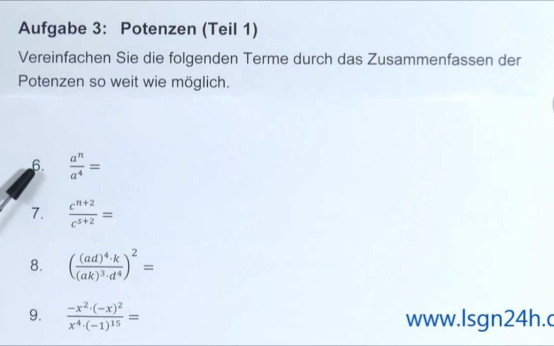 ADA: Potenzen (Teil 1) : Quotient und variabler Exponent