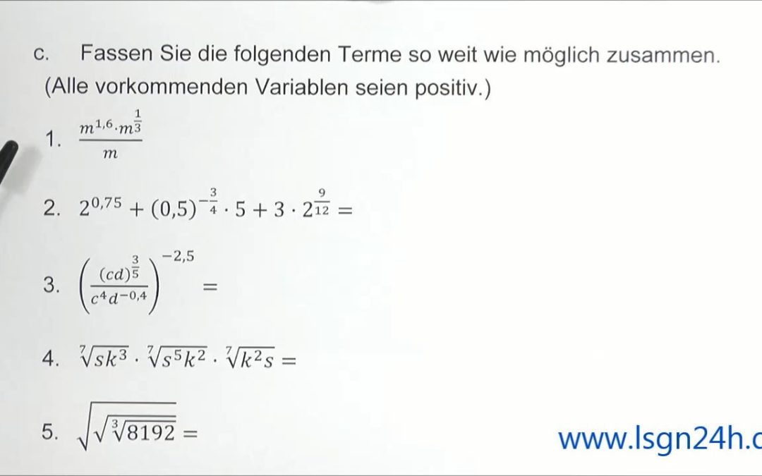 ADA: Potenzen (Teil 2) : Zusammenfassung rationaler Exponenten